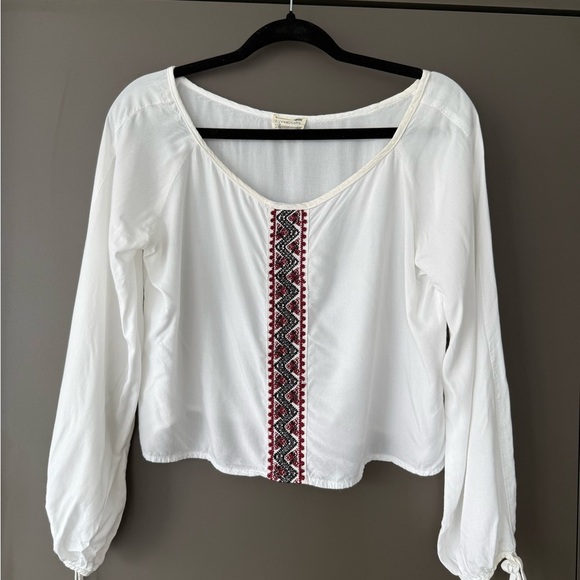 Super Soft Off Shoulder Embroidered White Boho Top - Picture 2 of 11